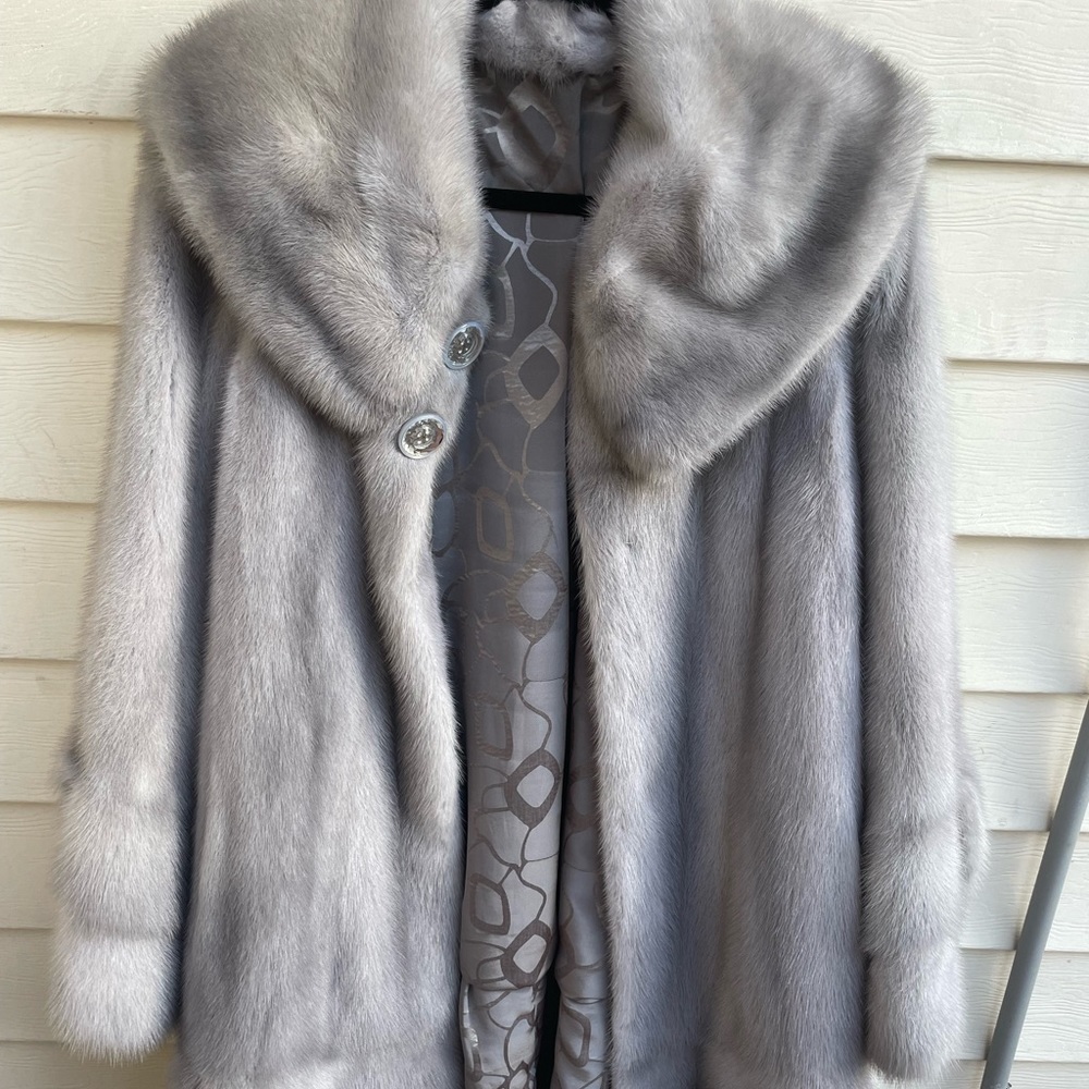 Favour Blue Mink Fur Coat Size 40
